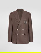Dolce & Gabbana Double-breasted Linen Jacket with Patch