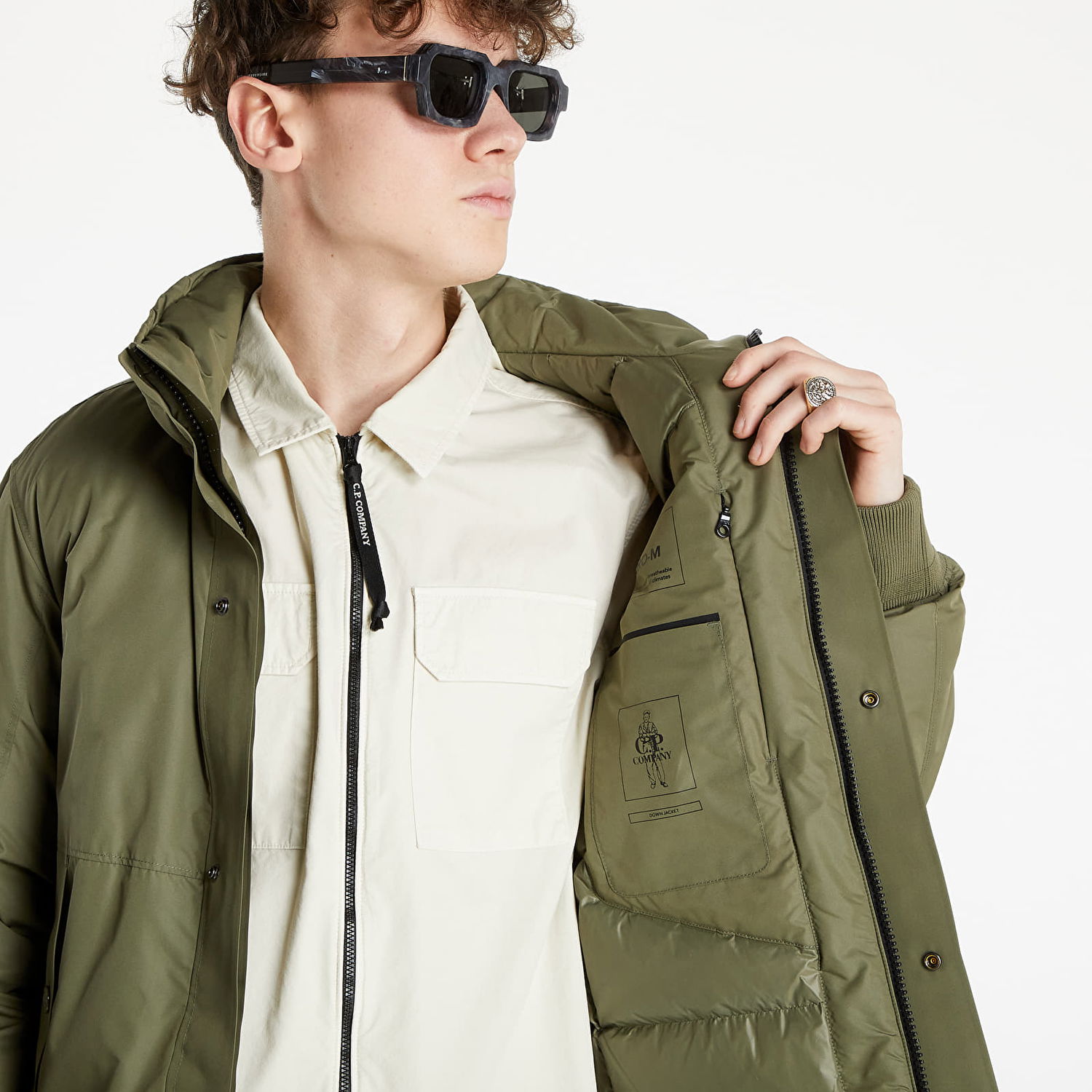 Bunda C.P. Company Micro-M Down Stand Collar Jacket Zelené | 11CMOW017A004275A-665, 1