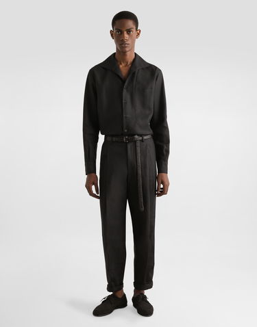 Košeľa Dolce & Gabbana Dolce & Gabbana Long-Sleeved Linen Shirt Čierna | G5MW6TFU4JBN0000, 1