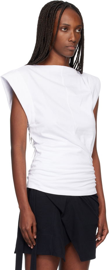Tričko ISABEL MARANT Maisan Shoulder-Padded Ruched T-shirt Čierna | TS0207FA-A1N41I, 4