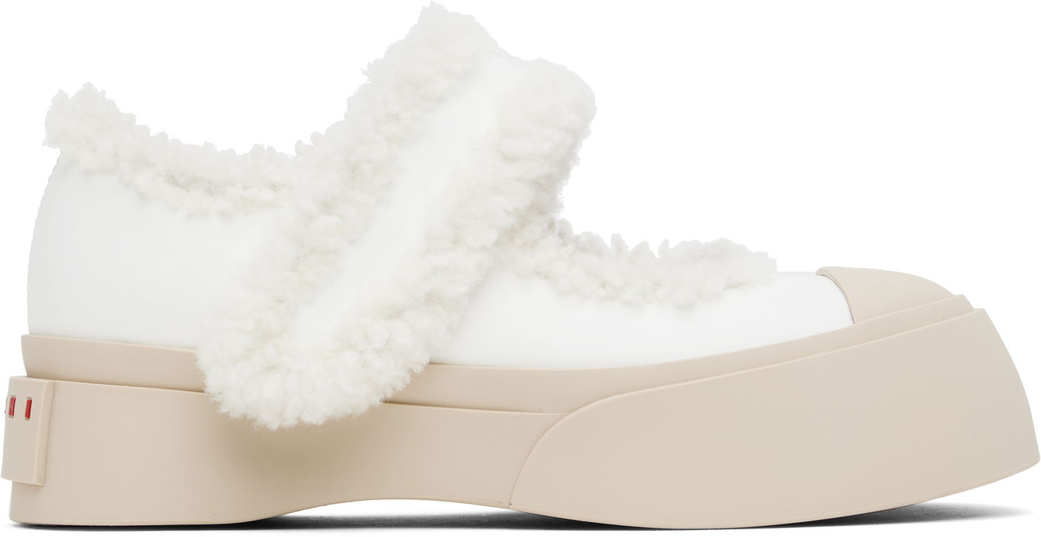 Tenisky a topánky Marni Mary Jane Pablo Shearling Ballerina Flats Biela | SNZW013602 P5045, 0