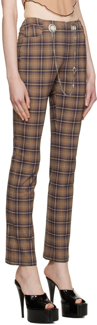 Nohavice Miaou Miaou Tommy Plaid Trousers with Chain Hnedá | 1004PTCHP, 1