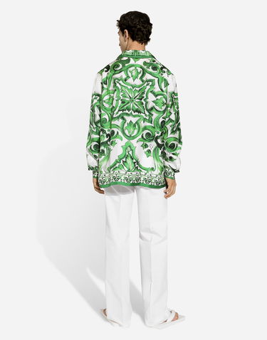 Košeľa Dolce & Gabbana Majolica Print Silk Twill Shirt Biela | G5IF1THI1SVHV3TN, 2
