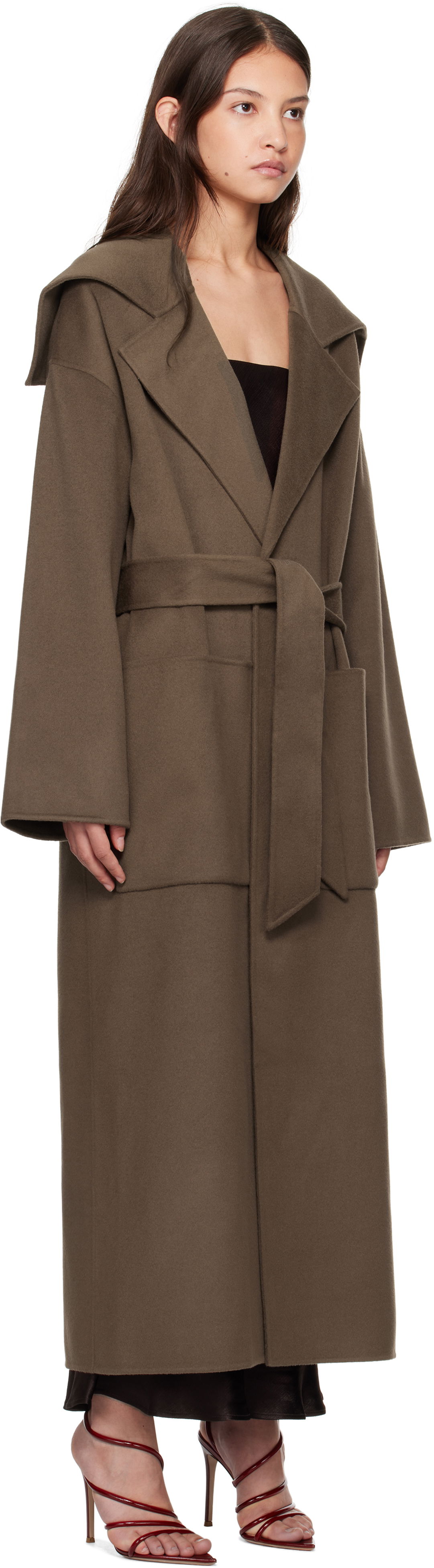 Kabáty Nanushka Nanushka Ruta Hooded Wrap Coat Hnedá | NW24FWOW36378, 1