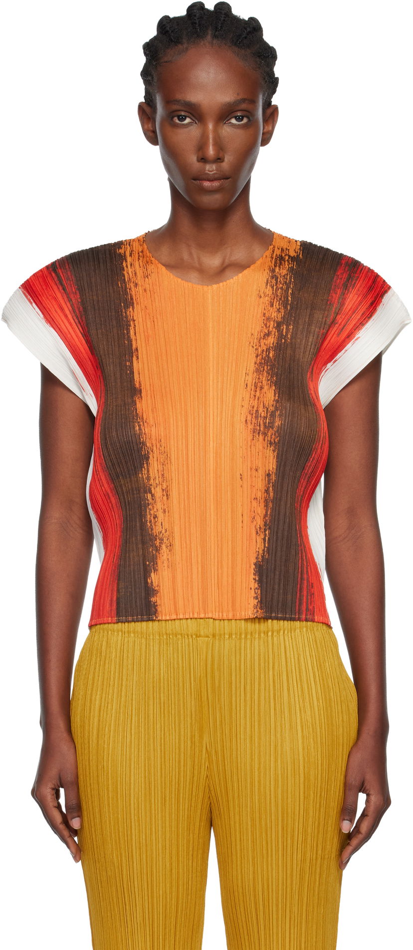 Tričko Pleats Please Issey Miyake PLEATS PLEASE ISSEY MIYAKE Pleated Short Sleeve Brushstroke Top Rôznofarebný | PP58JK672