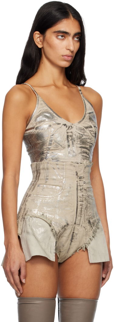 Tielko Rick Owens DRKSHDW Concordians Foil Denim Camisole Metalická | DS02E7132 SDPF, 1