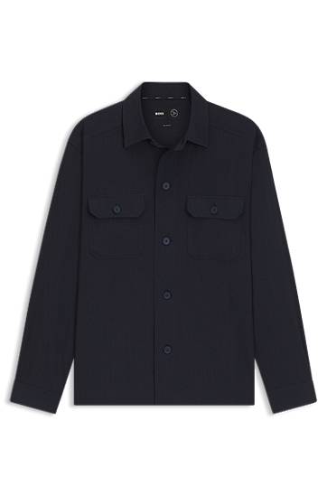 Košeľa BOSS Relaxed-Fit Linen-Blend Shirt Navy | 50539922, 0