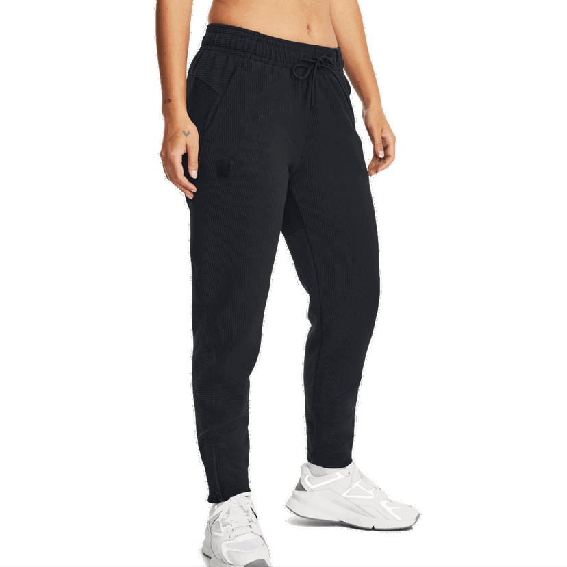 Tepláky Under Armour Ottoman Ribbed Fleece Drawstring Tapered Ankle Zip Pant Čierna | 1379778-001