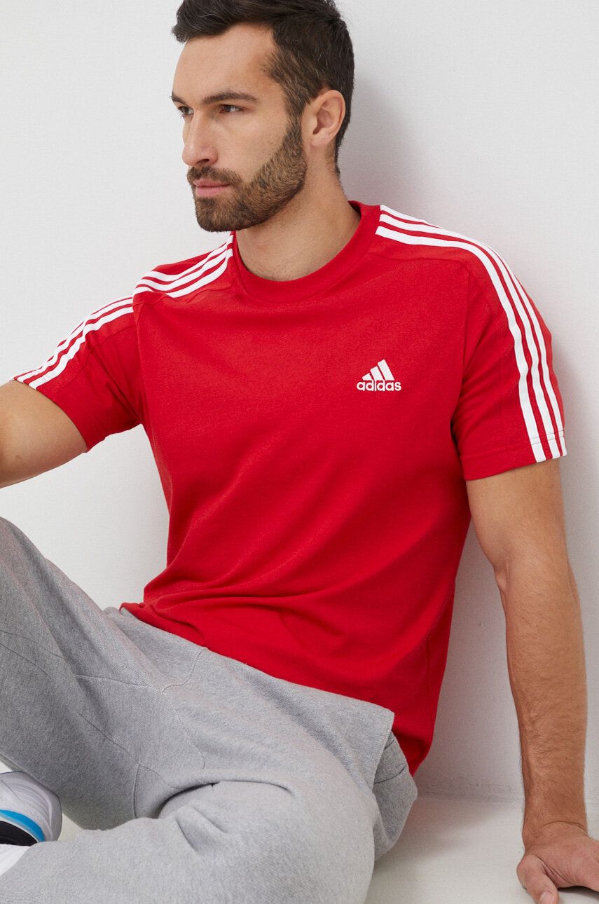 Tričko adidas Performance Essentials Single Jersey 3-Stripes T-Shirt Červená | IC9339, 0