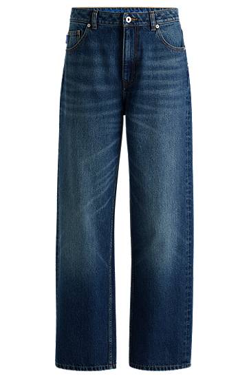 Džínsy BOSS Relaxed Fit Rigid Denim Jeans Modrá | 50528299, 0