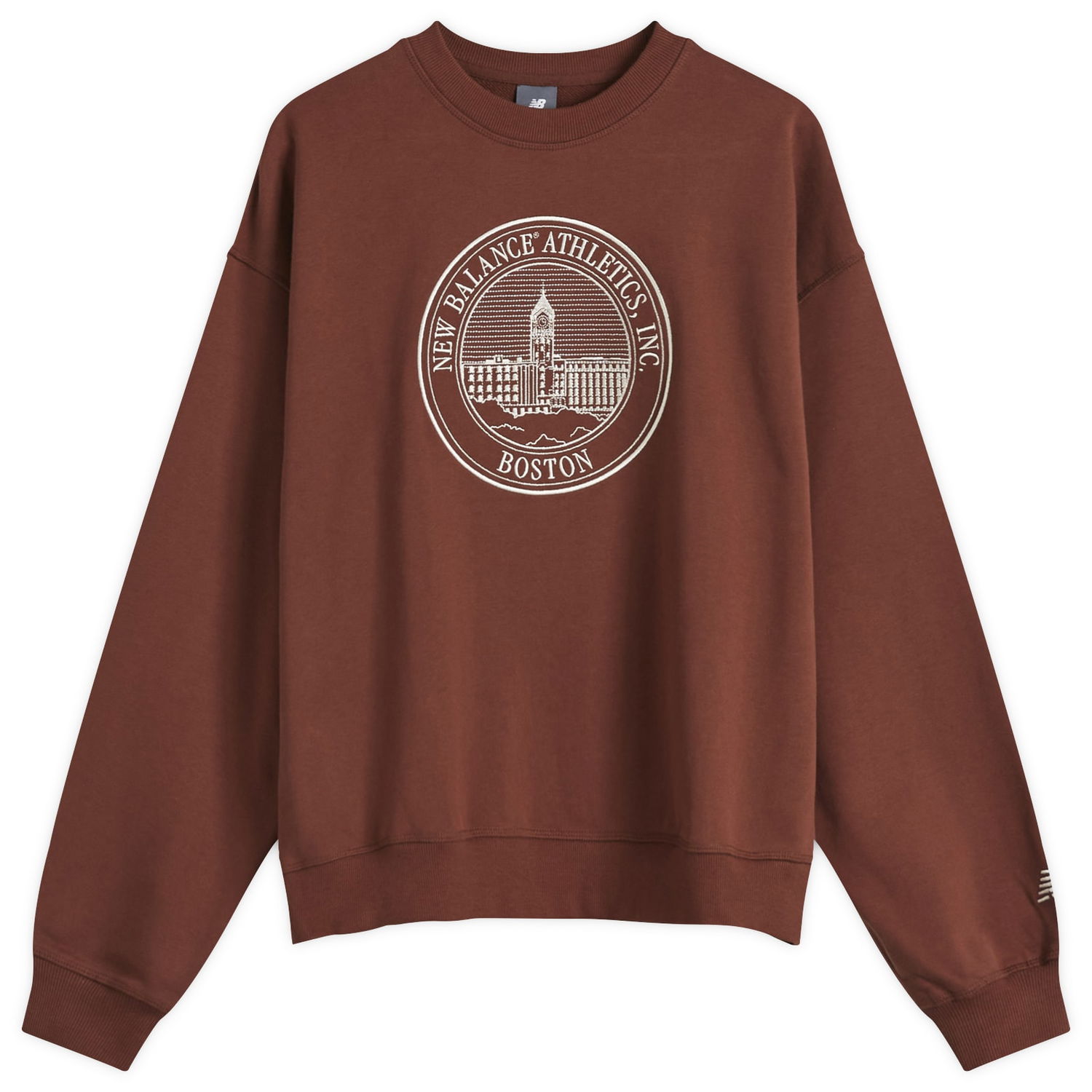 Mikina New Balance Varsity Oversized Crewneck Sweatshirt Hnedá | WT43553-ROK, 0