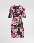 Dolce & Gabbana Peony-Print Fit-and-Flare Midi Dress