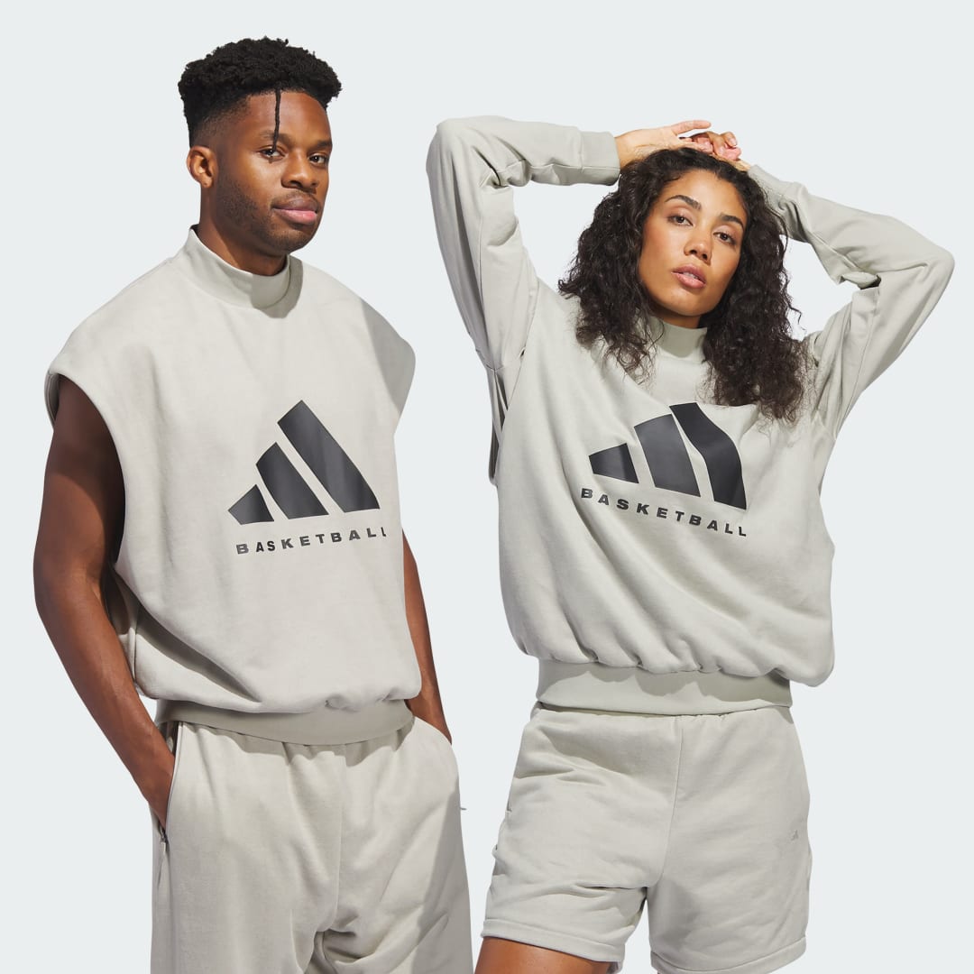 Mikina adidas Performance Basketball Sueded Sleeveless Sweatshirt Šedá | IN7704, 0