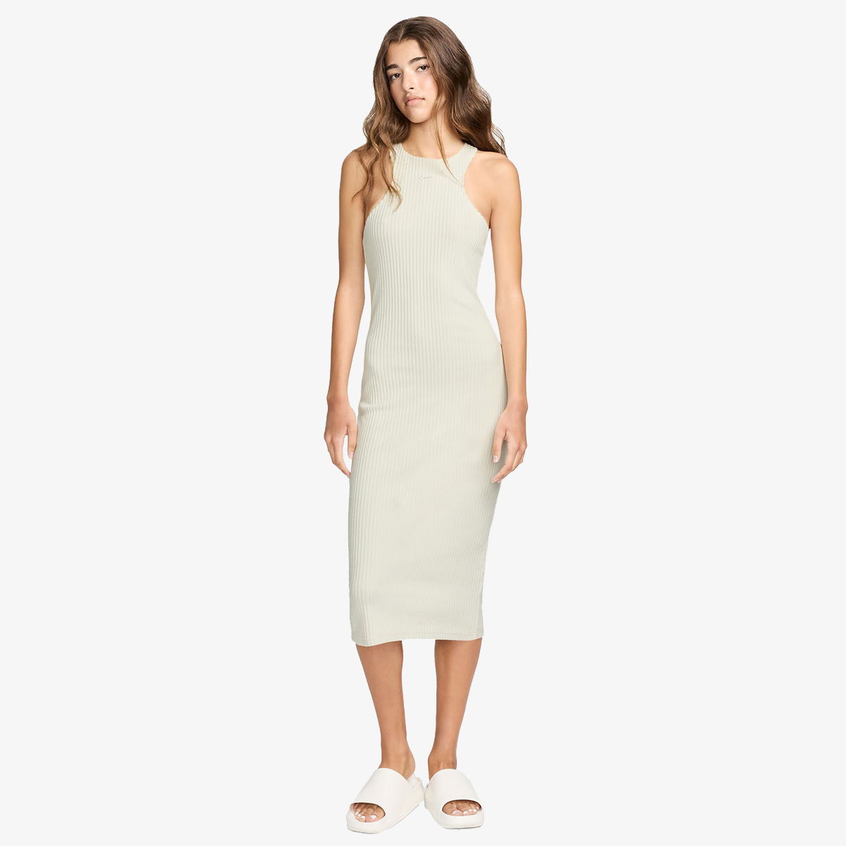Šaty Nike W NSW NK CHLL KNT RIB MIDI DRS Biela | FN3679-104, 0