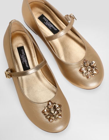 Tenisky a topánky Dolce & Gabbana Dolce & Gabbana Nappa Leather Ballet Flats With Brooches Metalická | D11376AX26180997, 3