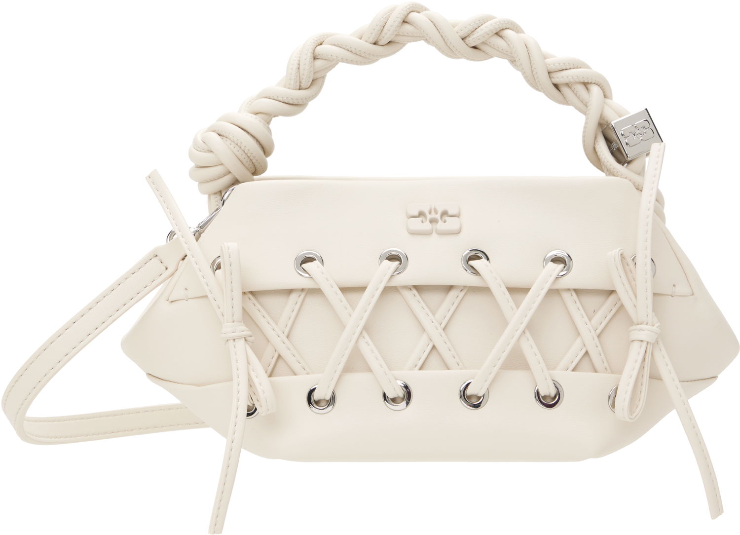 Kabelka GANNI GANNI Mini Lace-Up Bou Bag Biela | A6847, 0