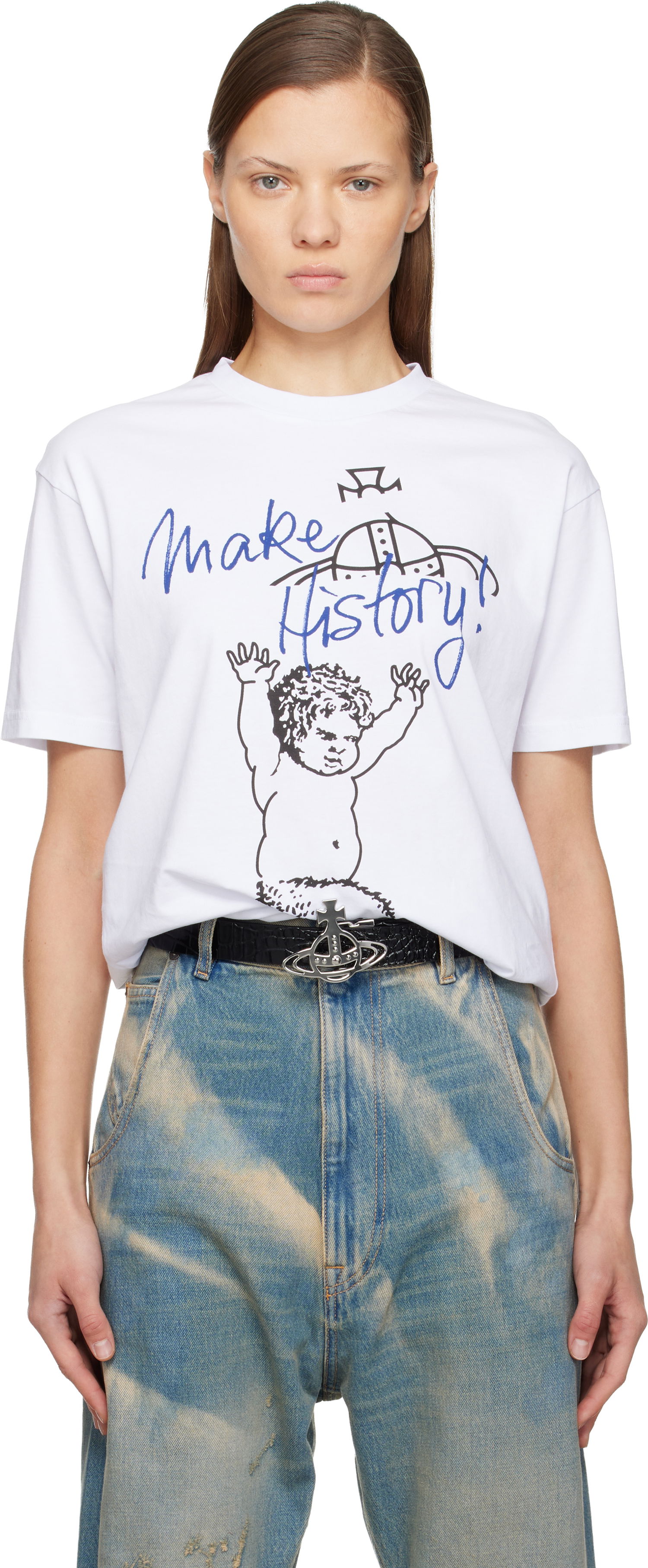 Tričko Vivienne Westwood Classic Make History! Baby Graphic T-shirt Biela | 3G010048-J001M-, 0
