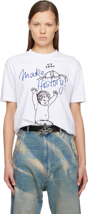 Tričko Vivienne Westwood Classic Make History! Baby Graphic T-shirt Biela | 3G010048-J001M-, 0