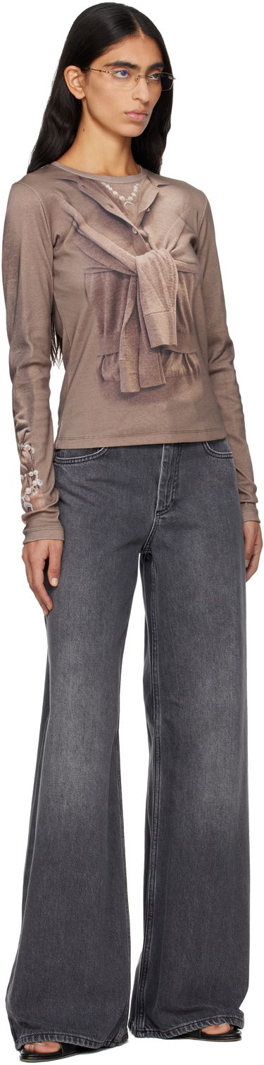 Džínsy Marine Serre Marine Serre Moon Laser High-Waist Flare Jeans Šedá | WPA159ACDEN0006, 3