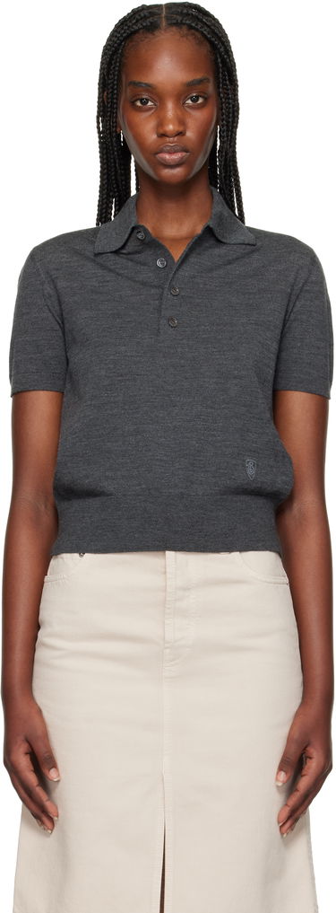 Polo tričko Burberry Burberry Cropped Wool Polo Šedá | 8102096, 0