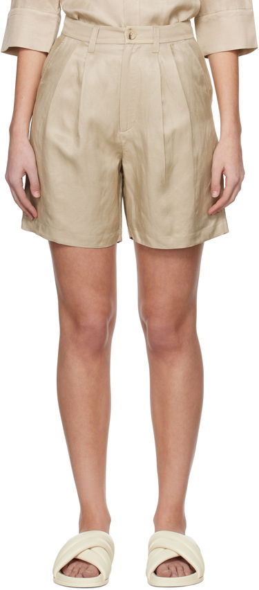 Šortky Anine Bing Anine Bing Carrie Pleated Linen Shorts Béžová | A-05-9356-OMA10, 0