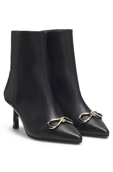 Tenisky a topánky BOSS Faux-leather boots with hardware trim and 7cm heel Čierna | 50552728