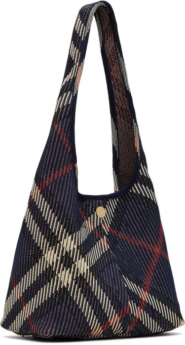 Kabelka Burberry Burberry Small Check Knitted Shoulder Bag Modrá | 8102531, 2