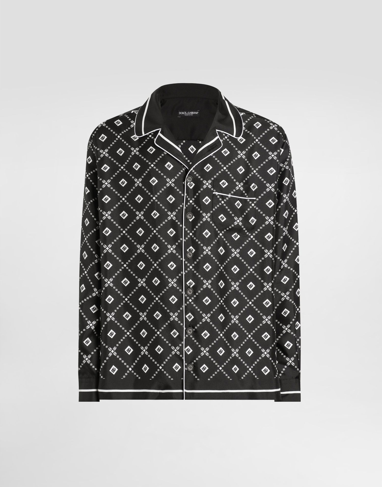 Košeľa Dolce & Gabbana Dolce & Gabbana Men's Silk Twill Vanity Shirt Čierna | G5IF1THI1ZVHH8TA, 0