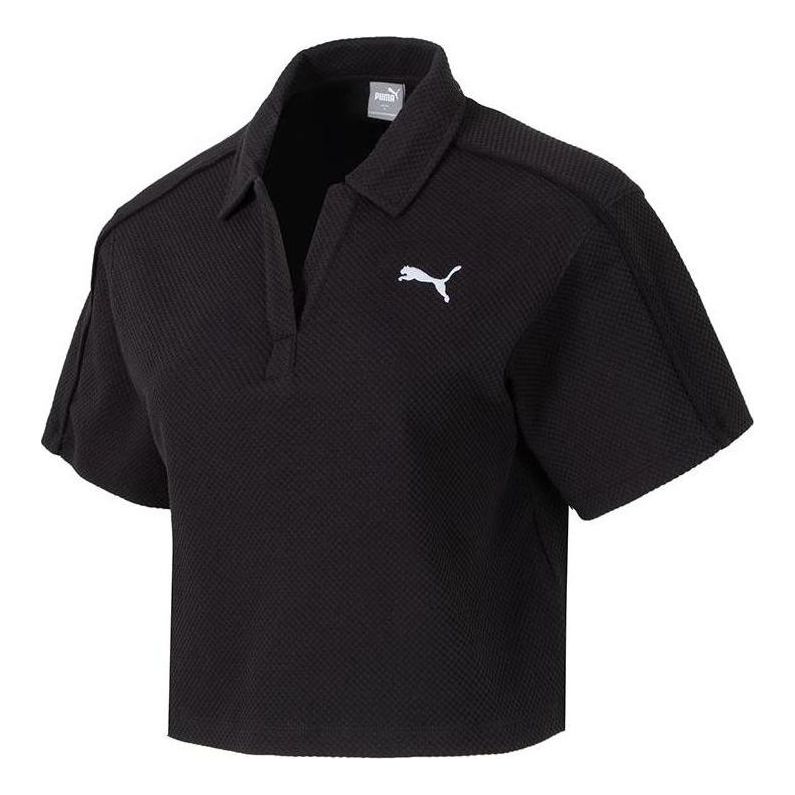 Polo tričko Puma Textured Cropped Polo Shirt Čierna | 682156-01, 0