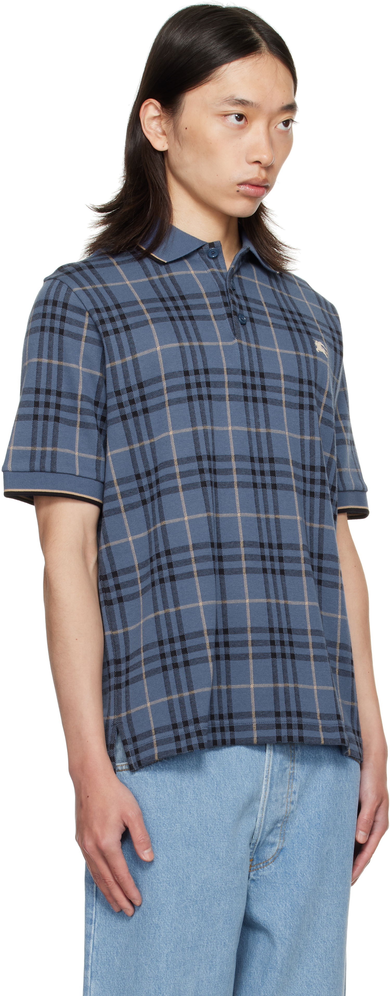 Polo tričko Burberry Burberry Check Cotton Polo Modrá | 8110104, 1