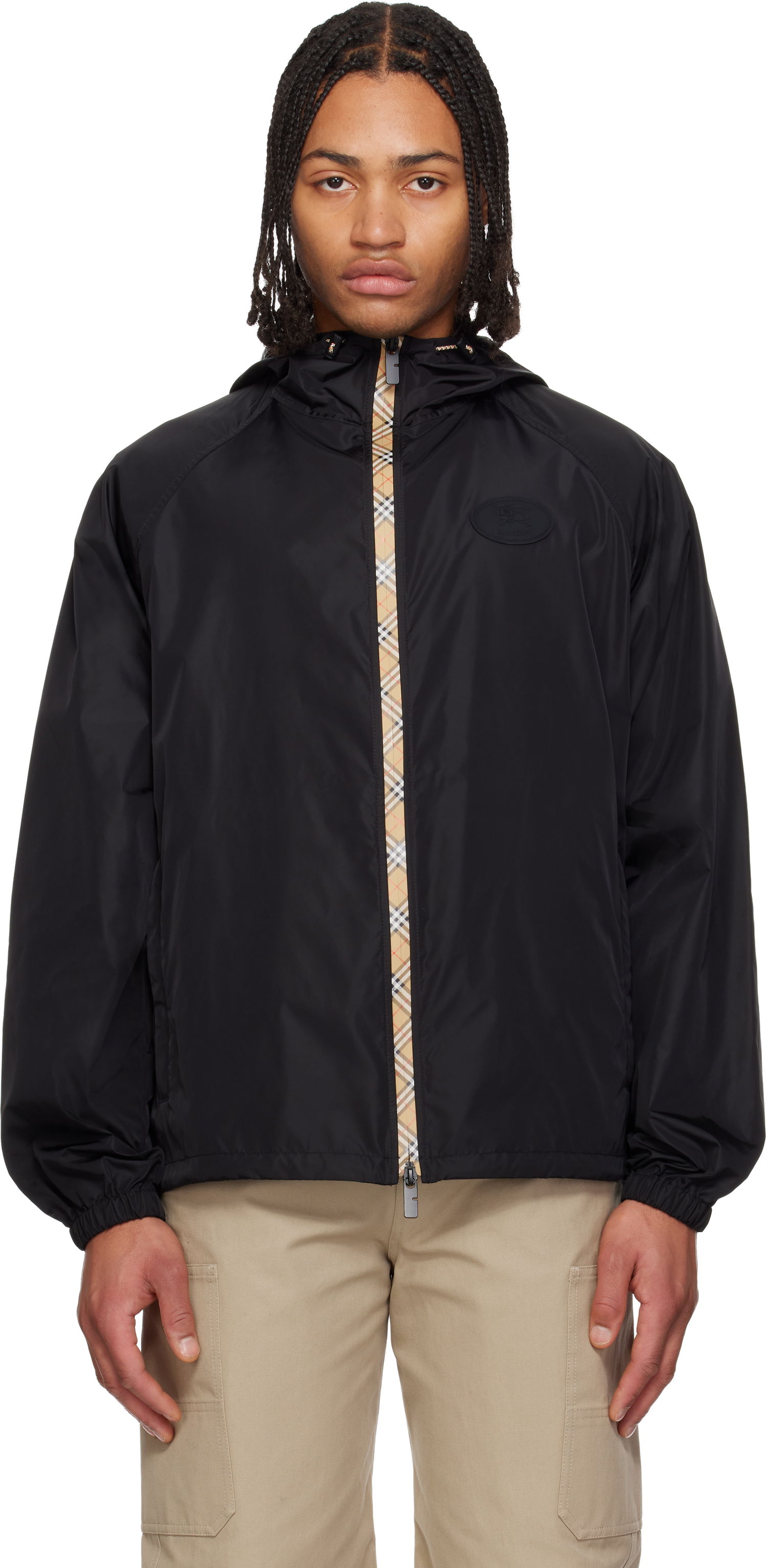 Vetrovka Burberry Checker-Tape Nylon Hooded Jacket Čierna | 8122848, 0