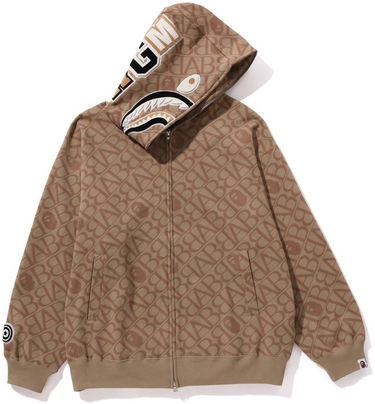 Mikina BAPE Bape Sport Monogram Shark Full Zip Hoodie Beige Béžová | 1J80115054-BEI, 0