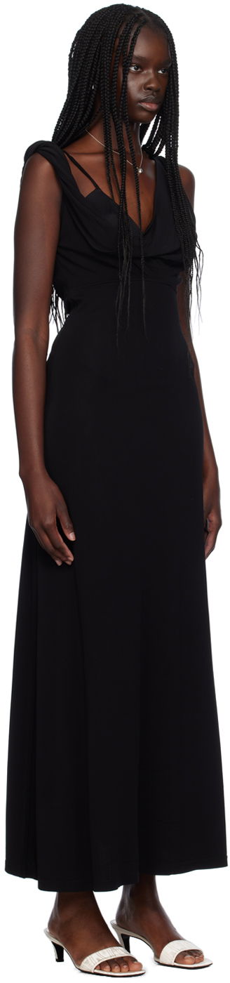 Šaty TOTEME Twist Drape Maxi Dress Čierna | 243-WRD2970-FB0162, 1