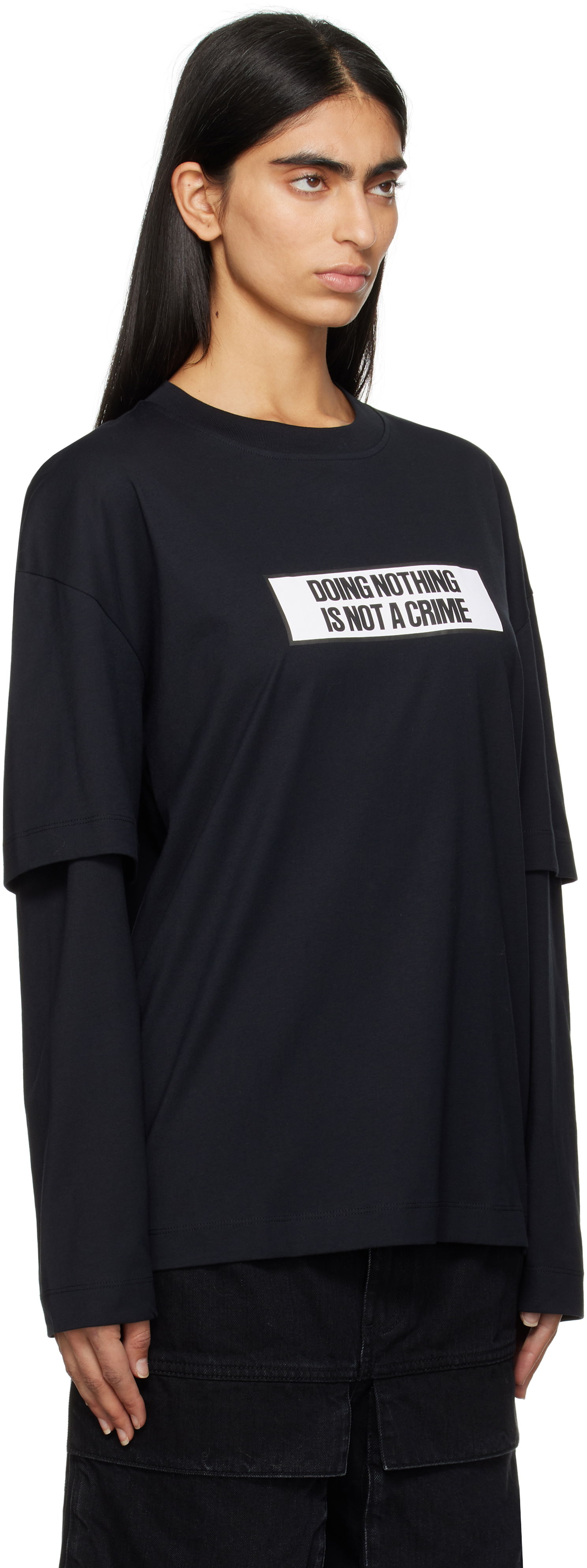 Tričko Études Études 'Doing Nothing Is Not A Crime' Double Sleeve T-Shirt Čierna | H24MMTSH185-99, 1