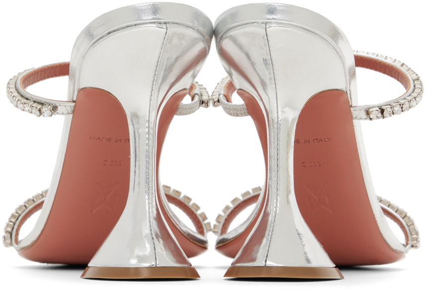 Doplnky Amina Muaddi Amina Muaddi Gilda Crystal-Embellished Heeled Sandals Metalická | GILDA SLIPPER CL MIRROR, 1