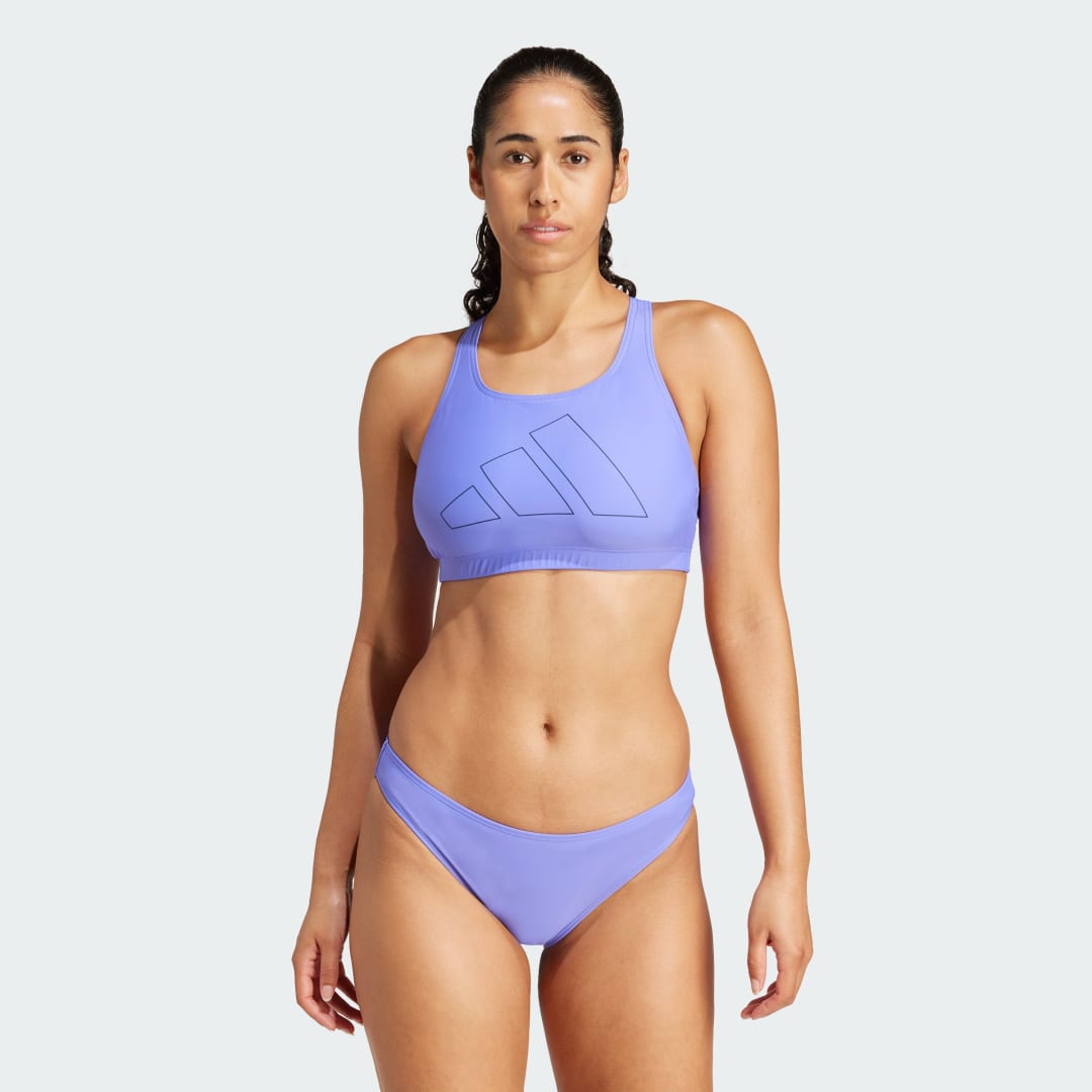 Plavky adidas Performance Big Bars Bikini Top Fialová | JJ2170, 0