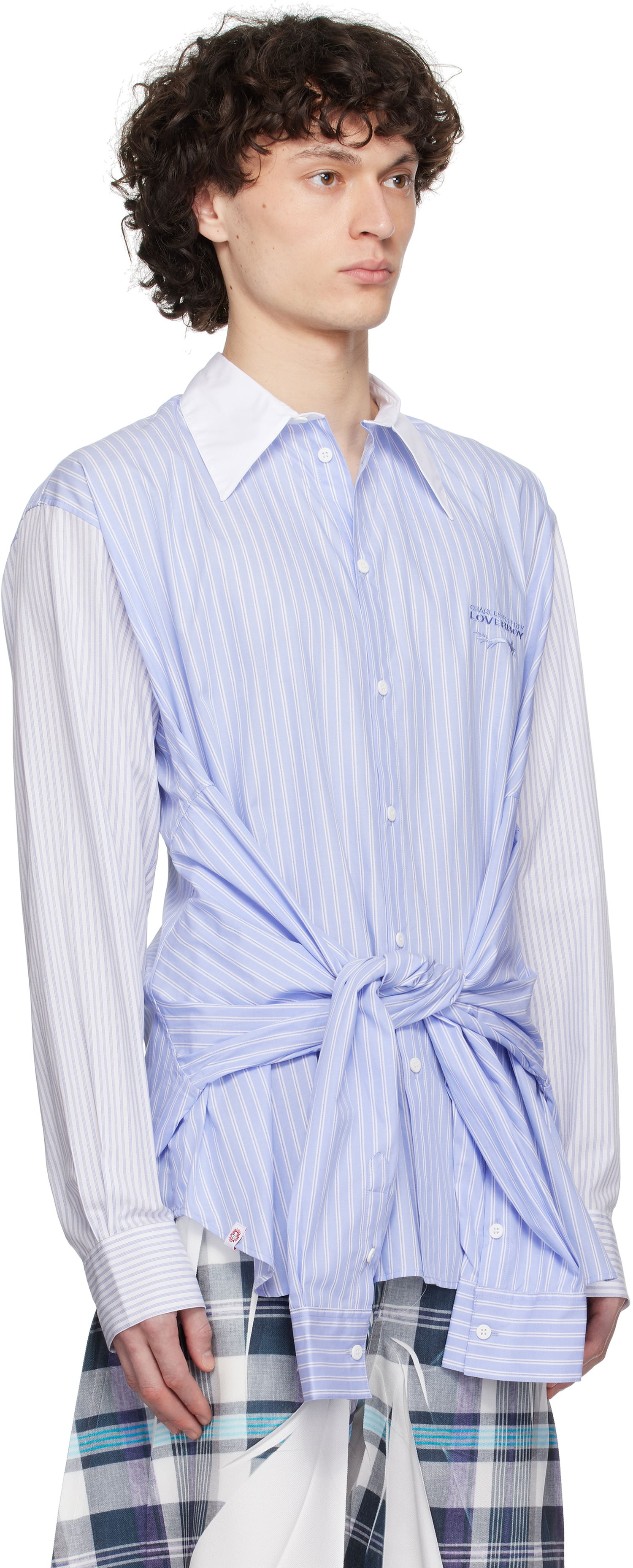Košeľa Charles Jeffrey Loverboy Charles Jeffrey LOVERBOY Hug Tie-Front Striped Shirt Modrá | 54070302, 1
