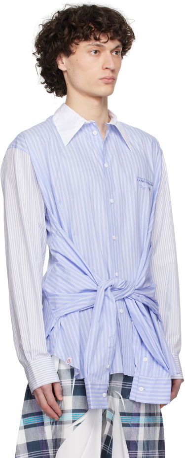 Košeľa Charles Jeffrey Loverboy Charles Jeffrey LOVERBOY Hug Tie-Front Striped Shirt Modrá | 54070302, 1