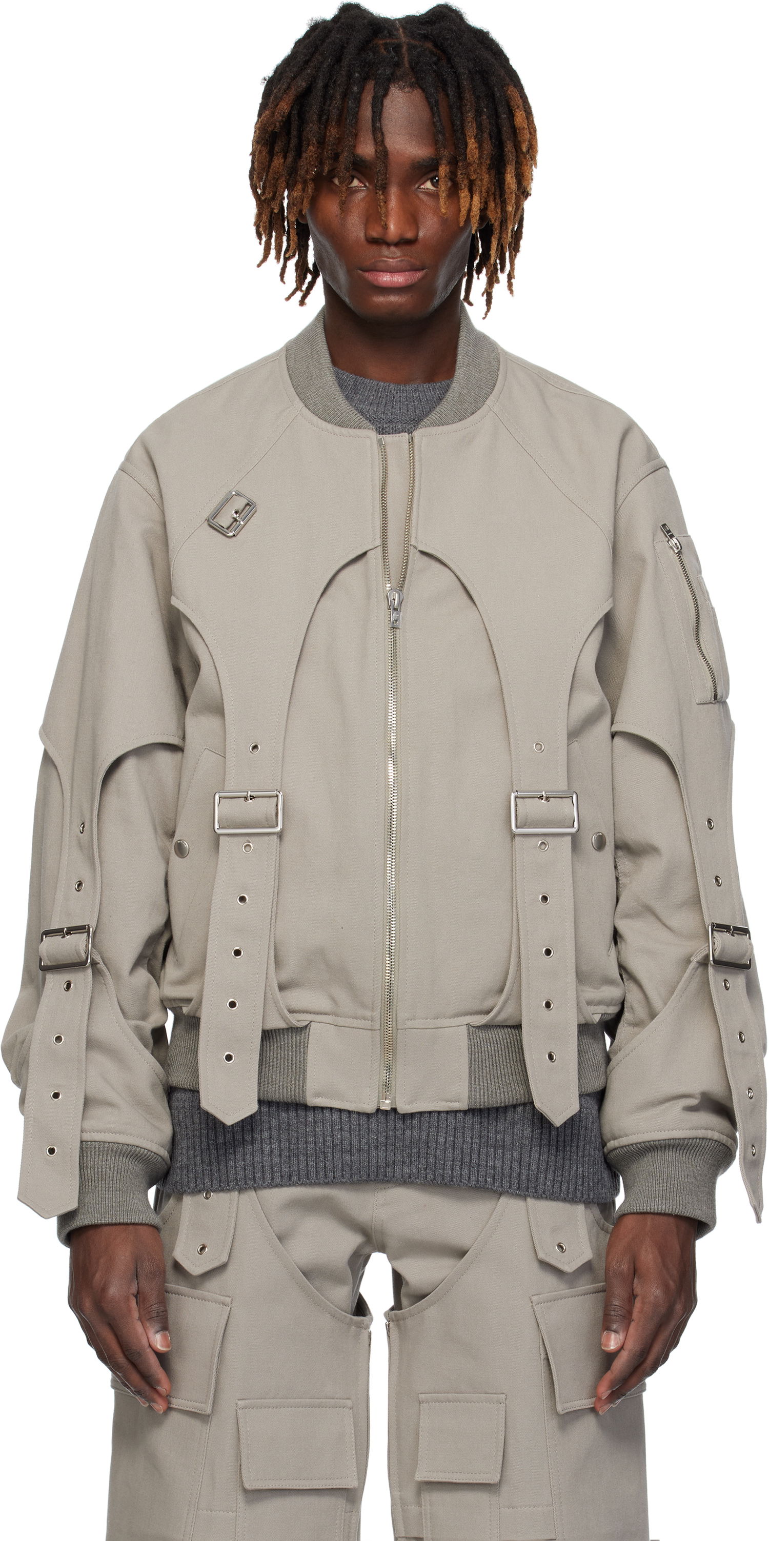 Bomber bunda We11done We11done Double Layered MA-1 Bomber Jacket Šedá | WD-JP0-25-032-U-GY, 0
