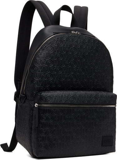 Batoh BOSS Hugo Embossed-Logo Faux-Leather Backpack Čierna | 50552901, 1