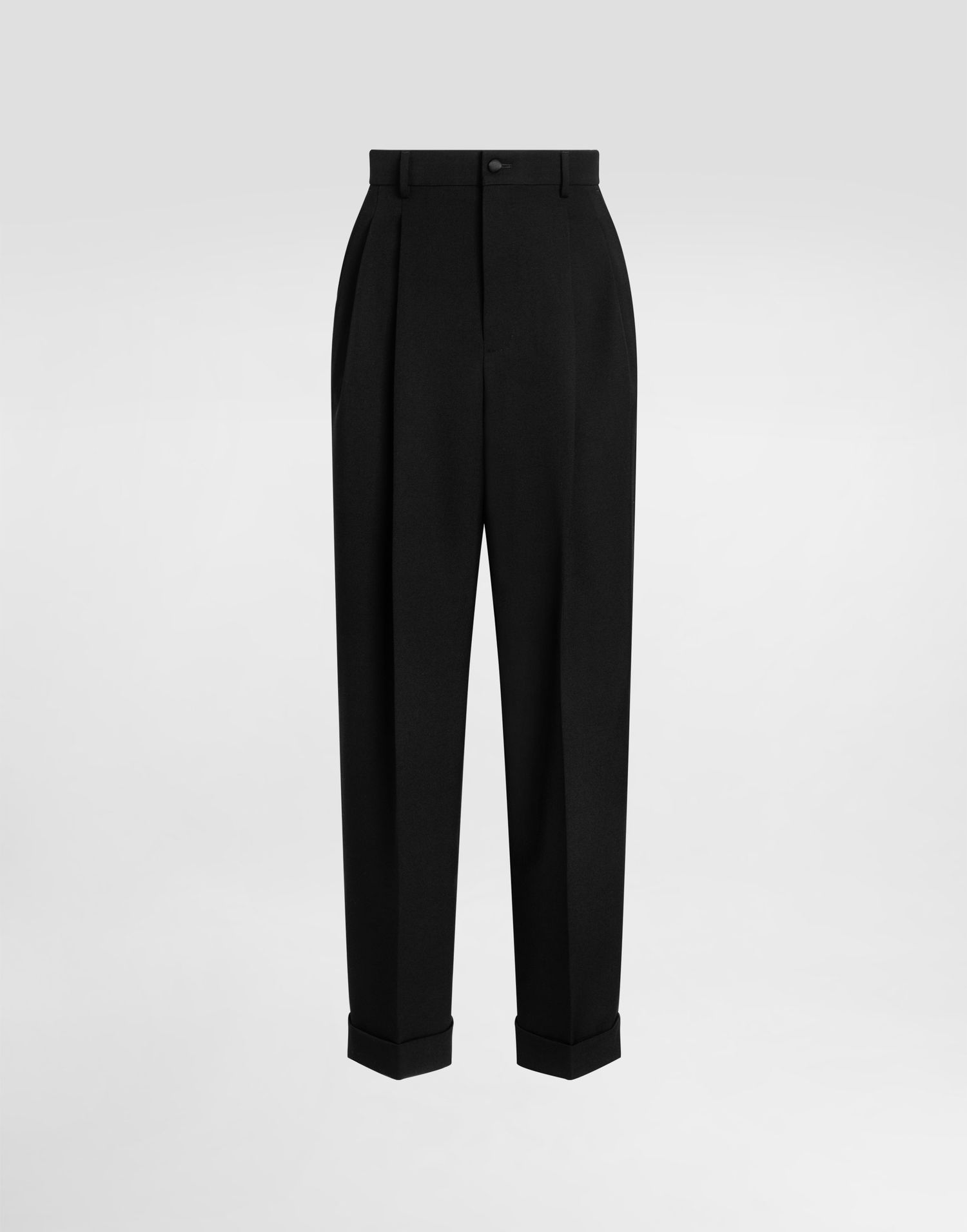 Nohavice Dolce & Gabbana Dolce & Gabbana Wool Gabardine Cuffed Trousers Čierna | GP17FTFU21EN0000, 0