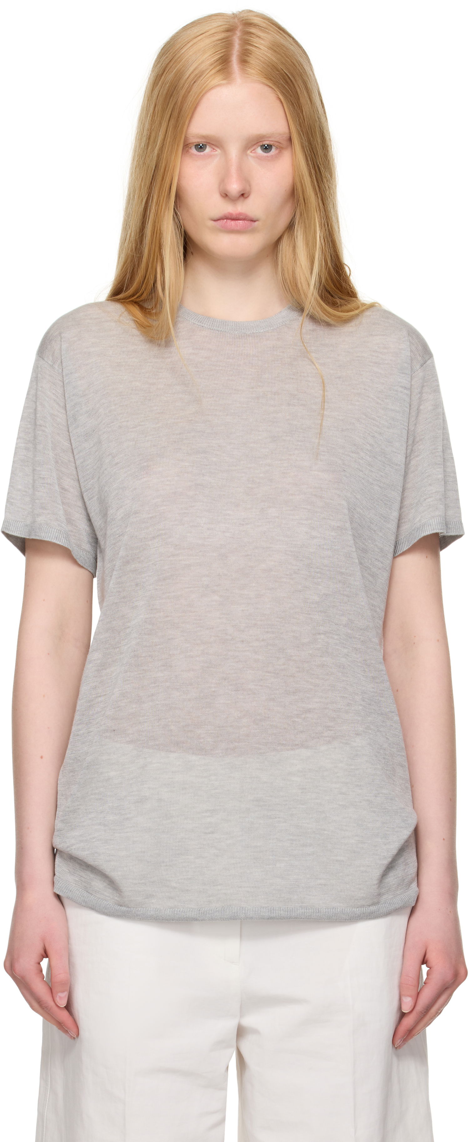 Tričko TOTEME TOTEME Knit T-Shirt Šedá | 253-WRT0531-YA0079, 0