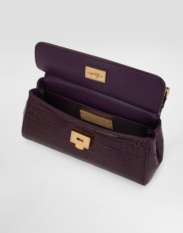 Kabelka Dolce & Gabbana Dolce & Gabbana Elongated Sicily Alligator Leather Handbag Fialová | BB7116B2EM08X058, 3