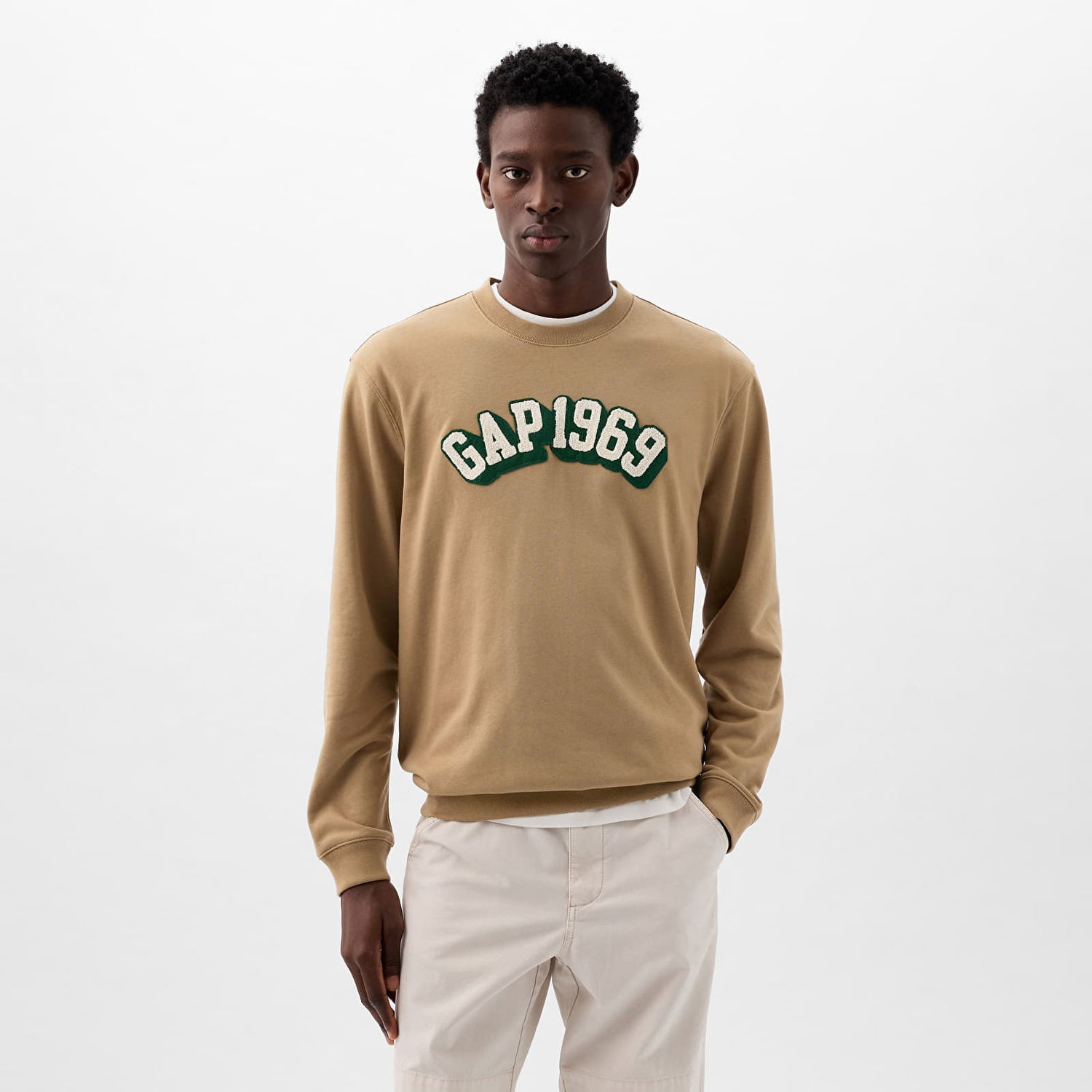 Mikina GAP Logo Crewneck Sweatshirt Perfect Khaki Zelené | 829103-08, 0