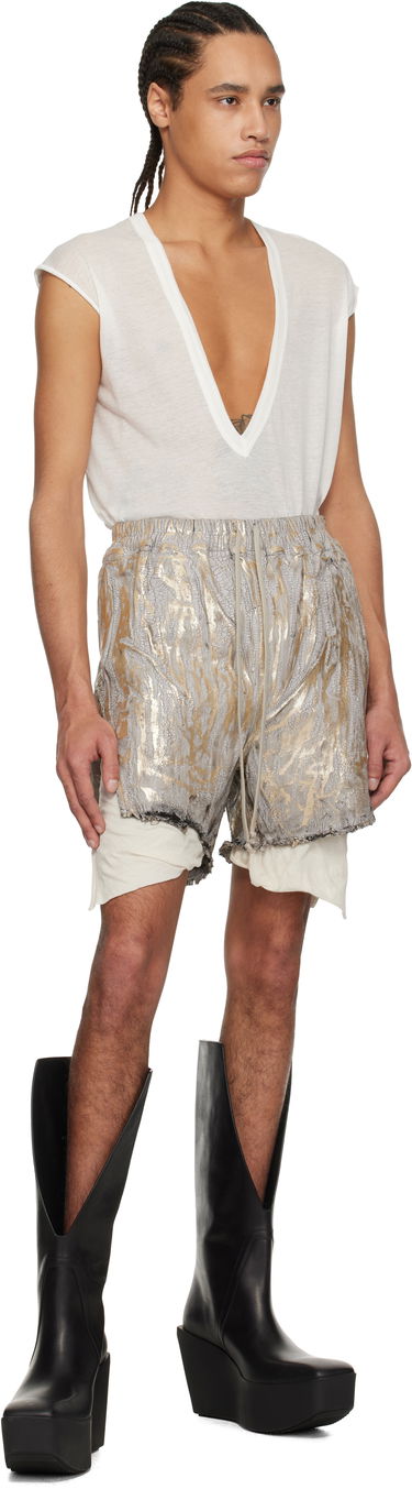 Šortky Rick Owens Rick Owens Hollywood Boxers Cracked Metallic Drawstring Shorts Metalická | RR01E5306 SGMC, 4