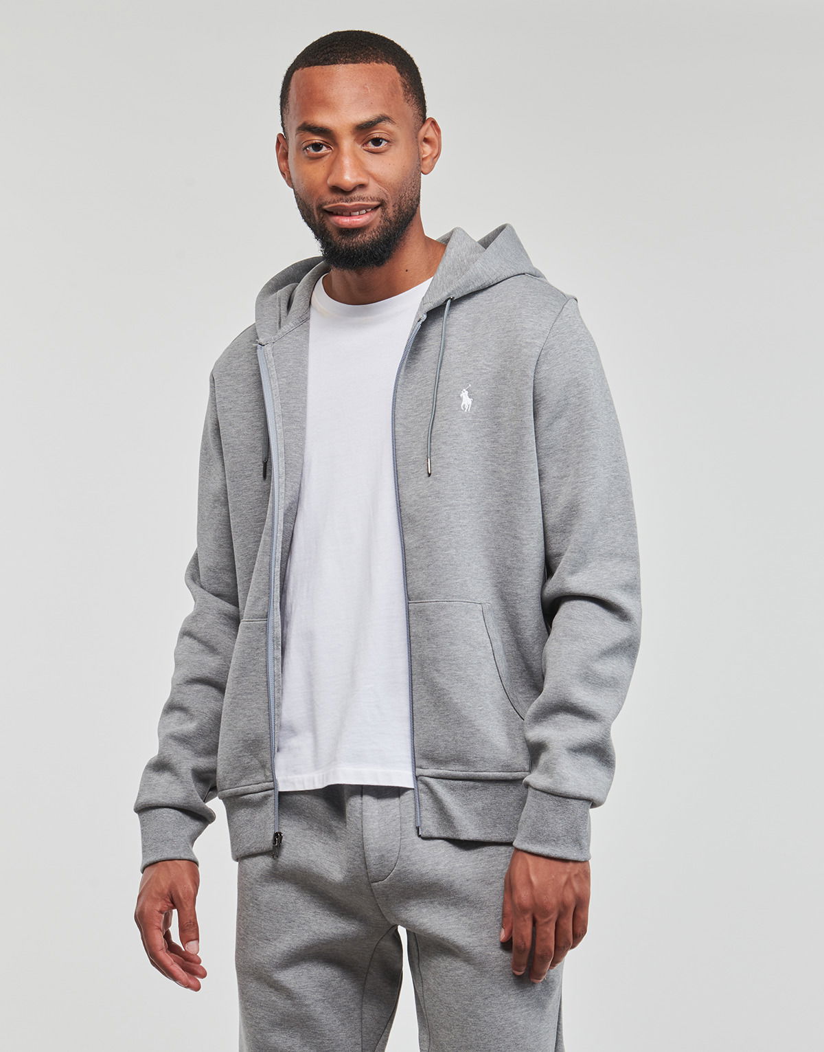 Mikina Polo by Ralph Lauren Double Knit Tech Logo Central Hoodie Šedá | 710881517031, 0