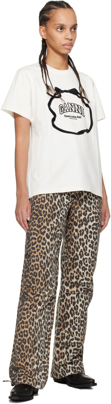 Tričko GANNI GANNI Heavy Cotton Bow Relaxed T-Shirt Biela | T4110, 3