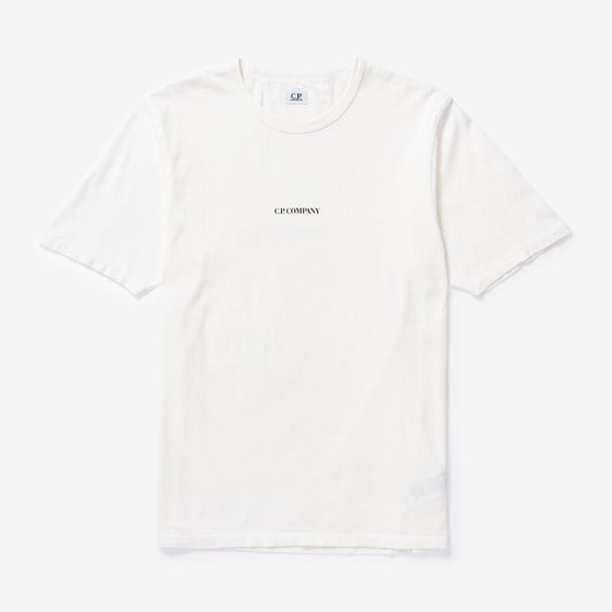 Tričko C.P. Company 24/1 Jersey Garment Dyed Logo T-shirt Biela | 16CMTS085A-103, 0