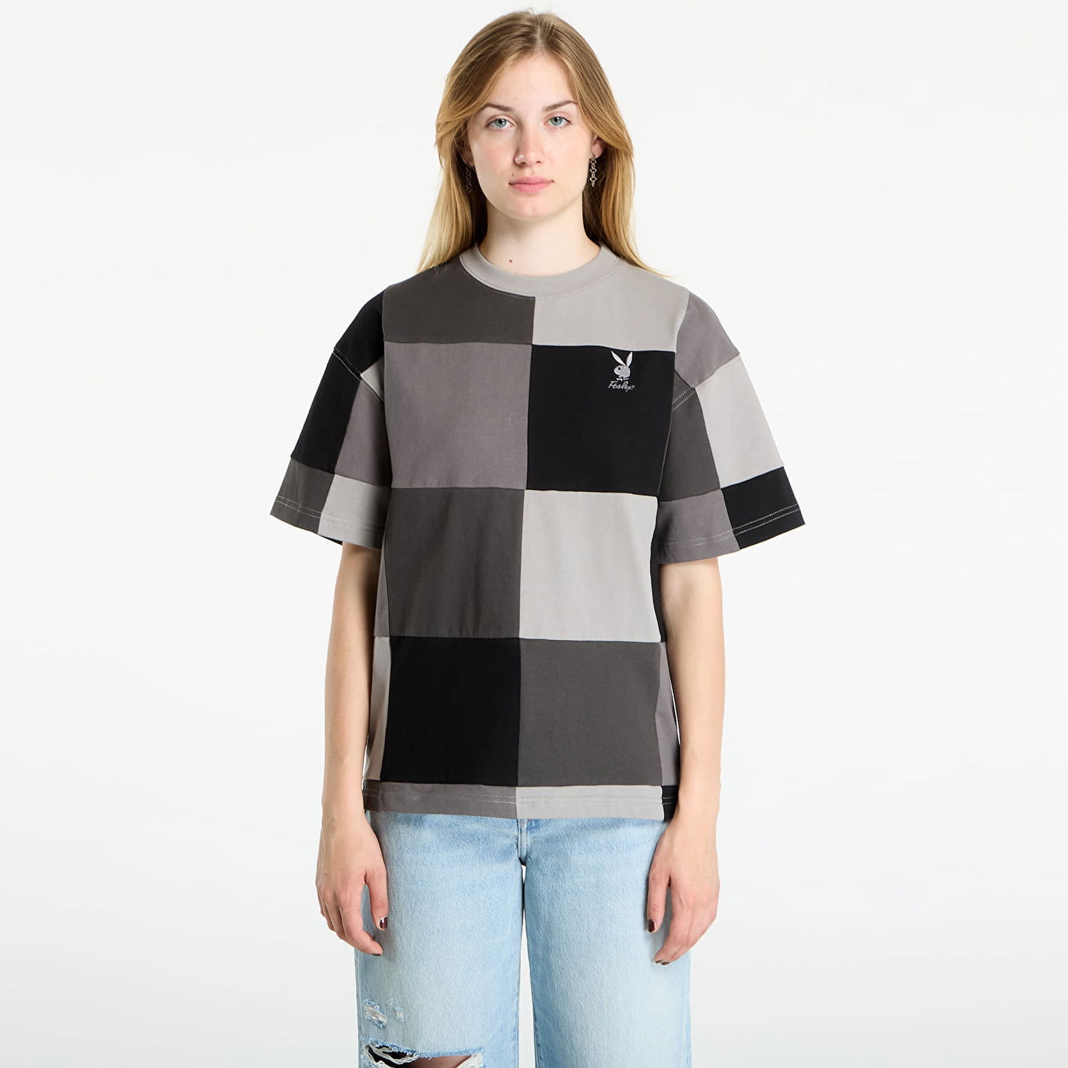 Tričko Footshop Playboy x FTSHP Patchwork Tee UNISEX Grey Šedá | FTSHP_511, 1