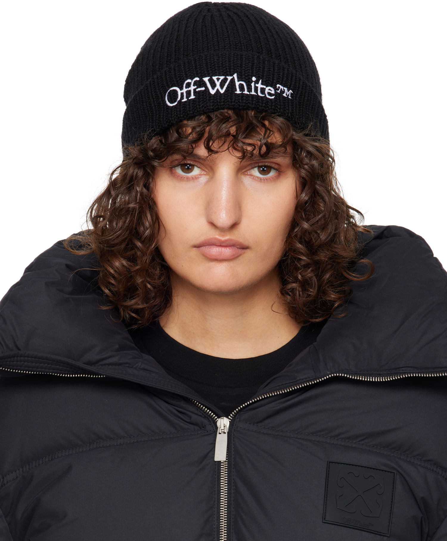 Kulicha Off-White Knitted Beanie with Logo Čierna | OWLC017C99KNI0031001, 0